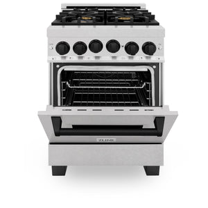 ZLINE Autograph Edition 24" 2.8 cu. ft. Range with Gas Stove and Gas Oven in Fingerprint Resistant Stainless Steel with Matte Black Accents (RGSZ-SN-24-MB)