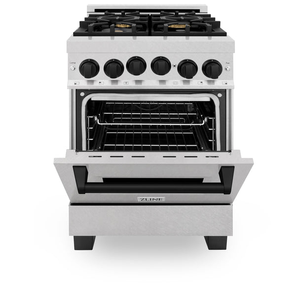 ZLINE Autograph Edition 24" 2.8 cu. ft. Range with Gas Stove and Gas Oven in Fingerprint Resistant Stainless Steel with Matte Black Accents (RGSZ-SN-24-MB)