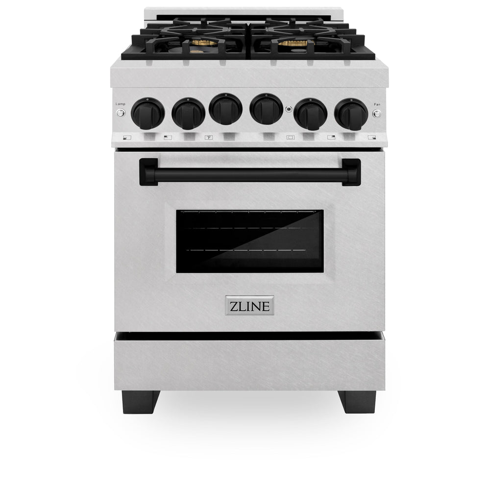 ZLINE Autograph Edition 24" 2.8 cu. ft. Range with Gas Stove and Gas Oven in Fingerprint Resistant Stainless Steel with Matte Black Accents (RGSZ-SN-24-MB)