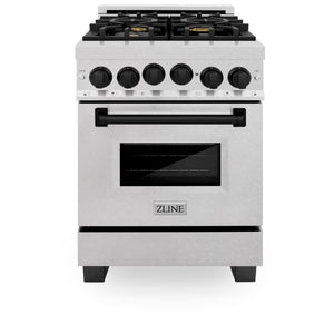 ZLINE Autograph Edition 24" 2.8 cu. ft. Range with Gas Stove and Gas Oven in Fingerprint Resistant Stainless Steel with Matte Black Accents (RGSZ-SN-24-MB)