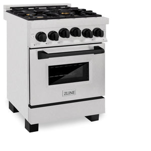 ZLINE Autograph Edition 24" 2.8 cu. ft. Range with Gas Stove and Gas Oven in Fingerprint Resistant Stainless Steel with Matte Black Accents (RGSZ-SN-24-MB)