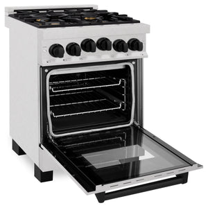 ZLINE Autograph Edition 24" 2.8 cu. ft. Range with Gas Stove and Gas Oven in Fingerprint Resistant Stainless Steel with Matte Black Accents (RGSZ-SN-24-MB)