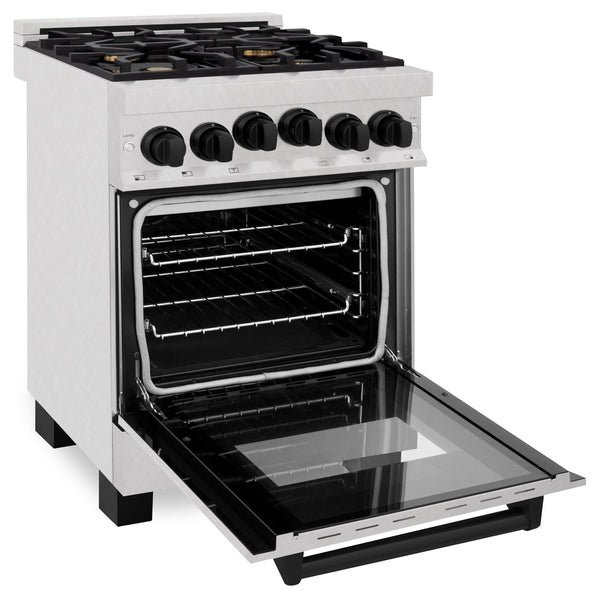 ZLINE Autograph Edition 24" 2.8 cu. ft. Range with Gas Stove and Gas Oven in Fingerprint Resistant Stainless Steel with Matte Black Accents (RGSZ-SN-24-MB)