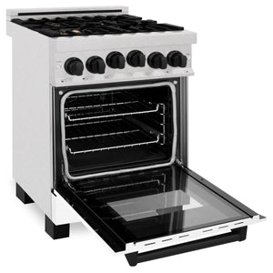 ZLINE Autograph Edition 24" 2.8 cu. ft. Range with Gas Stove and Gas Oven in Stainless Steel with White Matte Door and Matte Black Accents (RGZ-WM-24-MB)