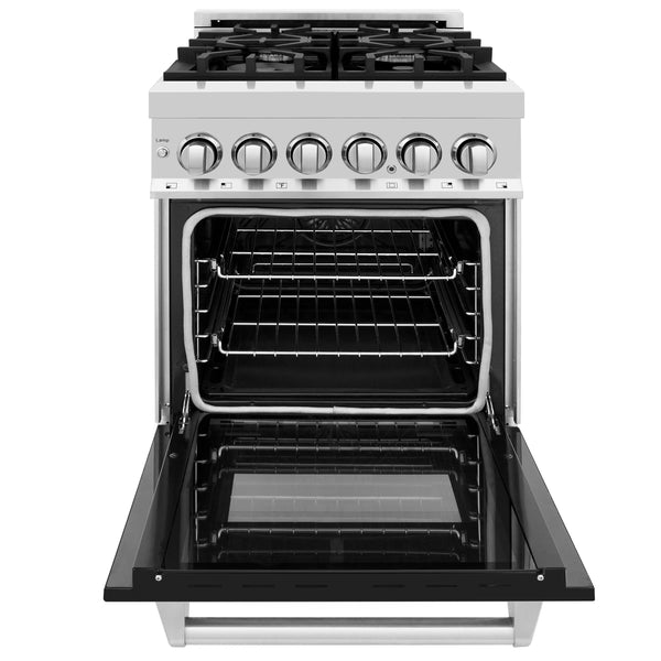 ZLINE 24" 2.8 cu. ft. Range with Gas Stove and Gas Oven in Stainless Steel and Black Matte Door (RG-BLM-24)