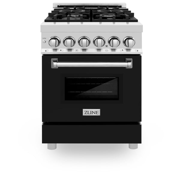 ZLINE 24" 2.8 cu. ft. Range with Gas Stove and Gas Oven in Stainless Steel and Black Matte Door (RG-BLM-24)
