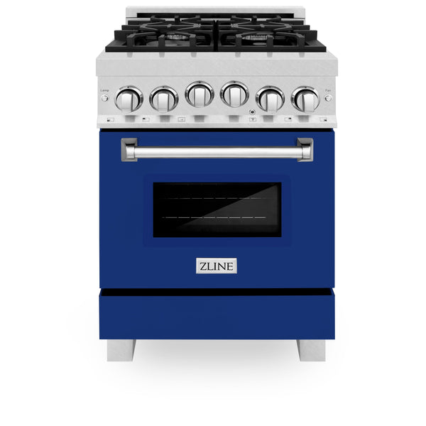 ZLINE 24" 2.8 cu. ft. Range with Gas Stove and Gas Oven in Fingerprint Resistant Stainless Steel and Blue Gloss Door (RGS-BG-24)