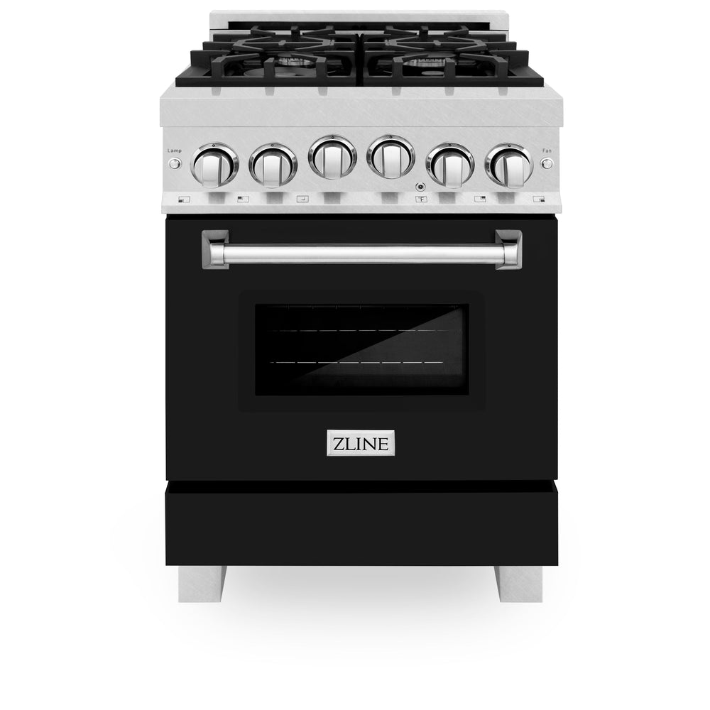 ZLINE 24" 2.8 cu. ft. Range with Gas Stove and Gas Oven in Fingerprint Resistant Stainless Steel and Black Matte Door (RGS-BLM-24)