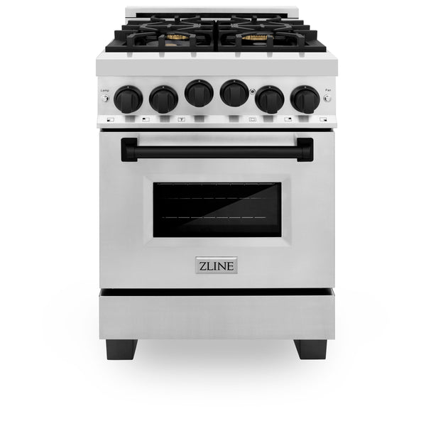 ZLINE Autograph Edition 24" 2.8 cu. ft. Range with Gas Stove and Gas Oven in Stainless Steel with Matte Black Accents (RGZ-24-MB)