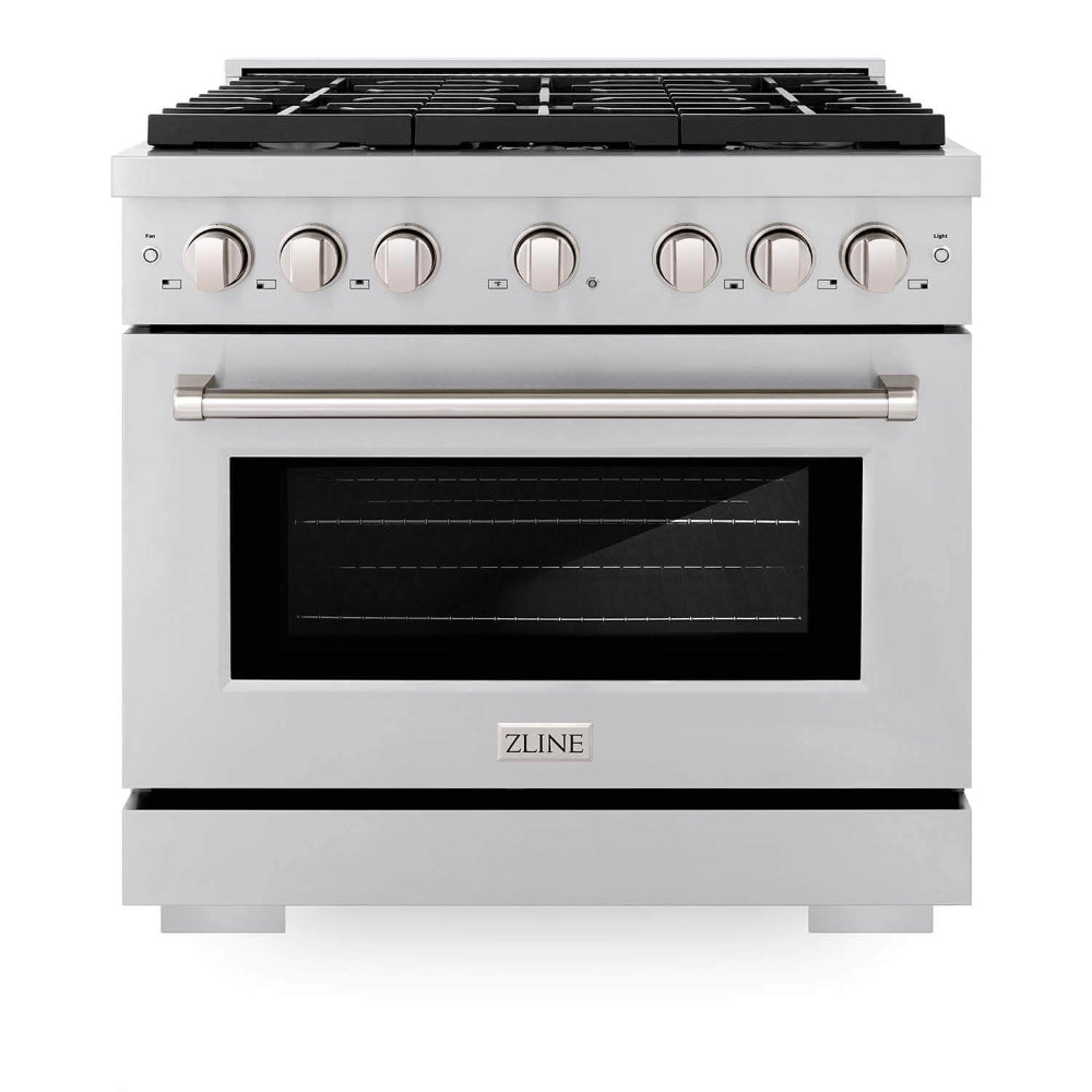36 in. 5.2 cu. ft. 6 Burner Gas Range with Convection Gas Oven in Stainless Steel