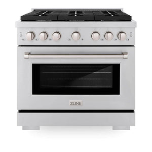 36 in. 5.2 cu. ft. 6 Burner Gas Range with Convection Gas Oven in Stainless Steel