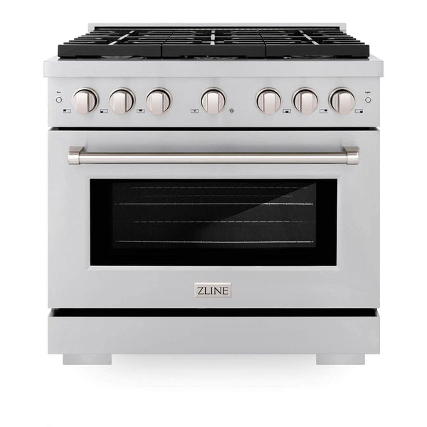 36 in. 5.2 cu. ft. 6 Burner Gas Range with Convection Gas Oven in Stainless Steel