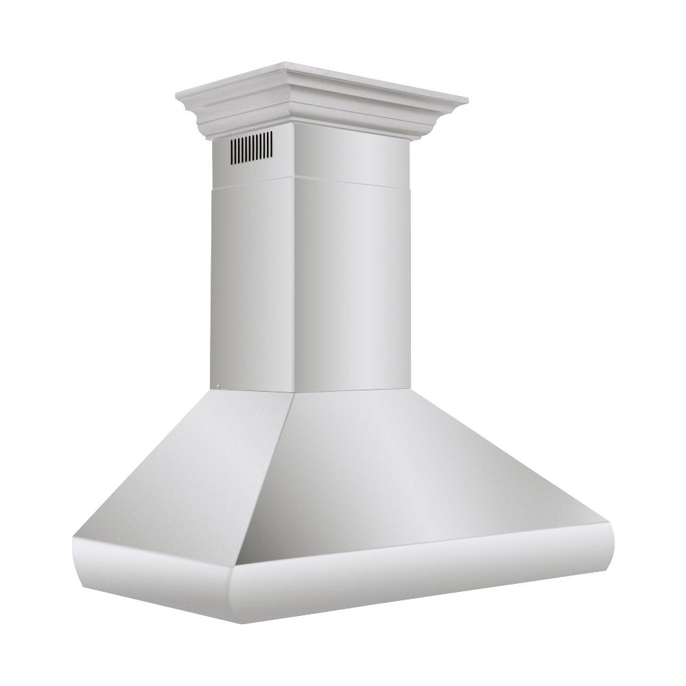 ZLINE 30" Professional Convertible Vent Wall Mount Range Hood in Stainless Steel with Crown Molding (587CRN-30)