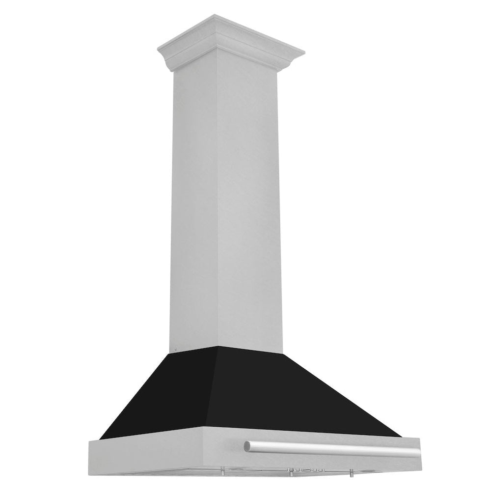 ZLINE 30" Fingerprint Resistant Stainless Steel Range Hood with Black Matte Shell and Stainless Steel Handle