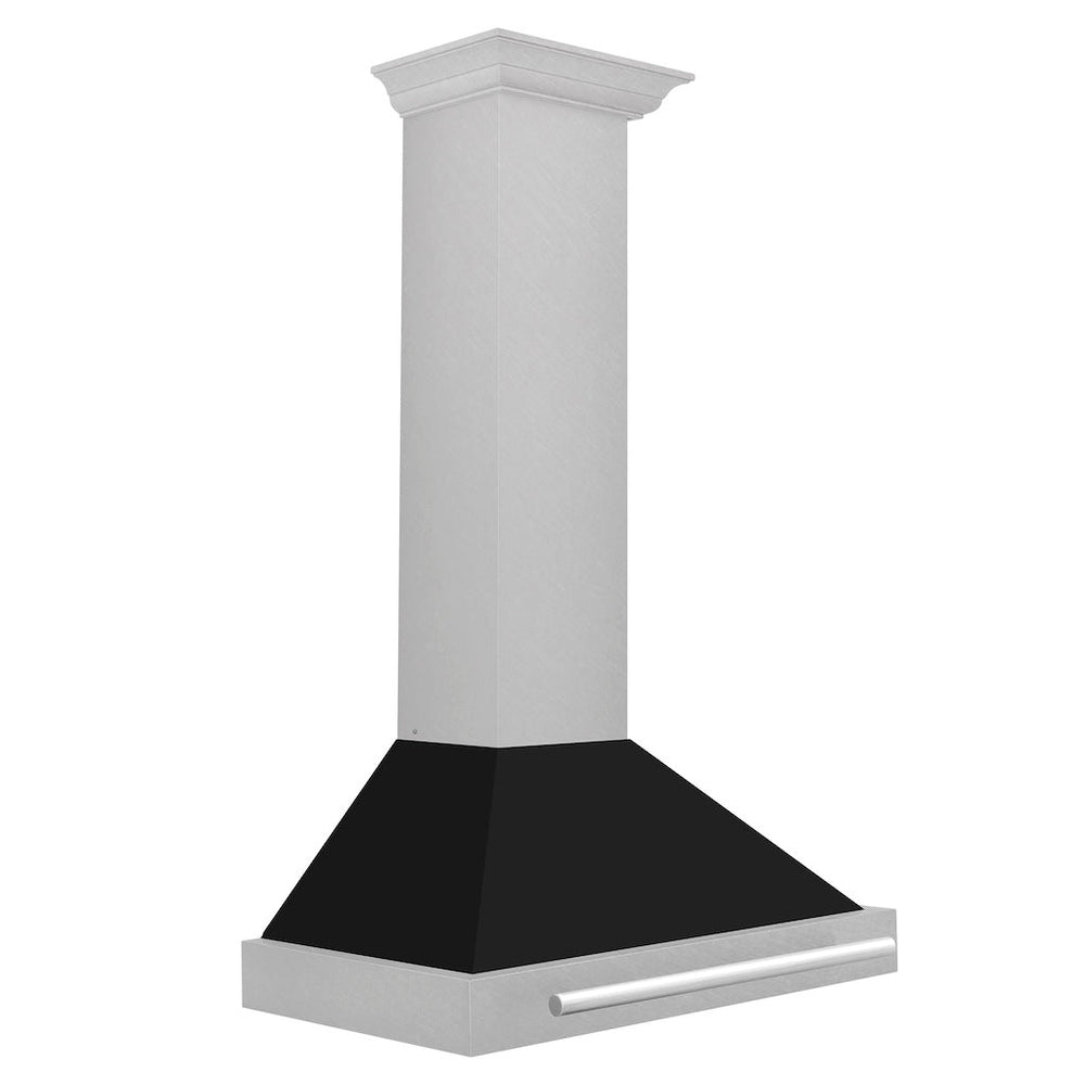 ZLINE 48" Fingerprint Resistant Stainless Steel Range Hood with Black Matte Shell and Stainless Steel Handle