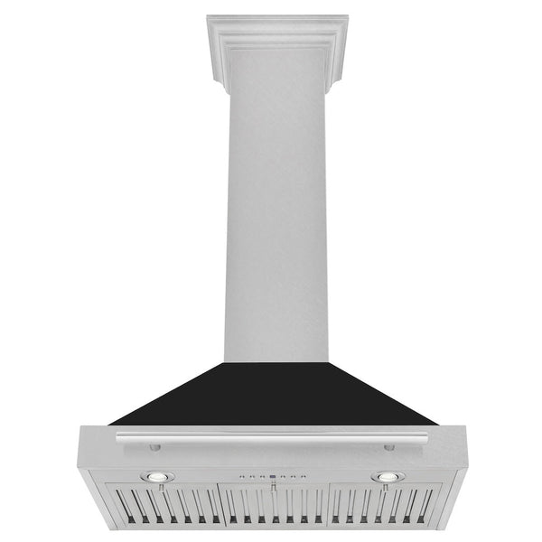 ZLINE 36" Fingerprint Resistant Stainless Steel Range Hood with Black Matte Shell and Stainless Steel Handle