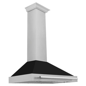 ZLINE 48" Fingerprint Resistant Stainless Steel Range Hood with Black Matte Shell and Stainless Steel Handle