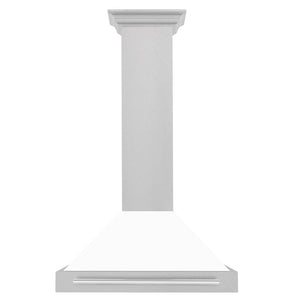 ZLINE 36" Fingerprint Resistant Stainless Steel Range Hood with White Matte Shell and Stainless Steel Handle