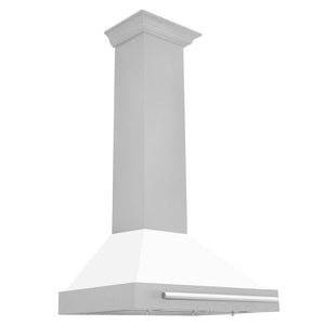 ZLINE 36" Fingerprint Resistant Stainless Steel Range Hood with White Matte Shell and Stainless Steel Handle