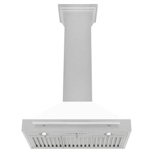 ZLINE 36" Fingerprint Resistant Stainless Steel Range Hood with White Matte Shell and Stainless Steel Handle