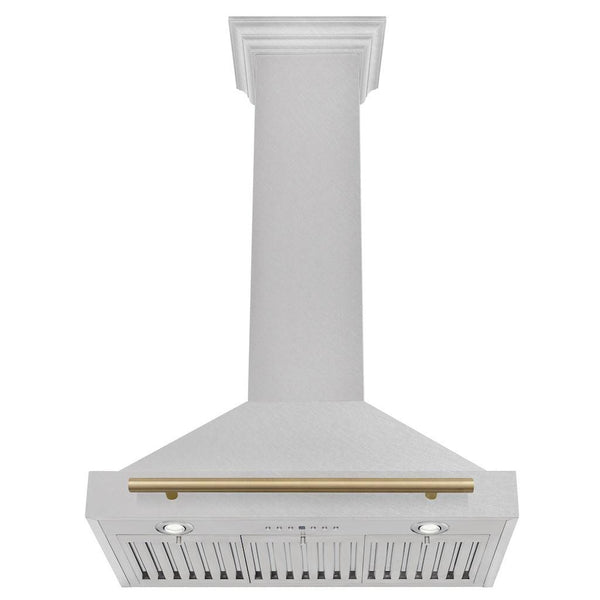ZLINE 30" Autograph Edition Fingerprint Resistant Stainless Steel Range Hood with Champagne Bronze Handle