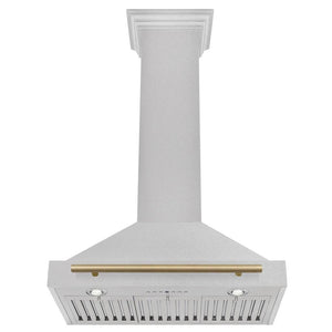 ZLINE 48" Autograph Edition Fingerprint Resistant Stainless Steel Range Hood with Champagne Bronze Handle