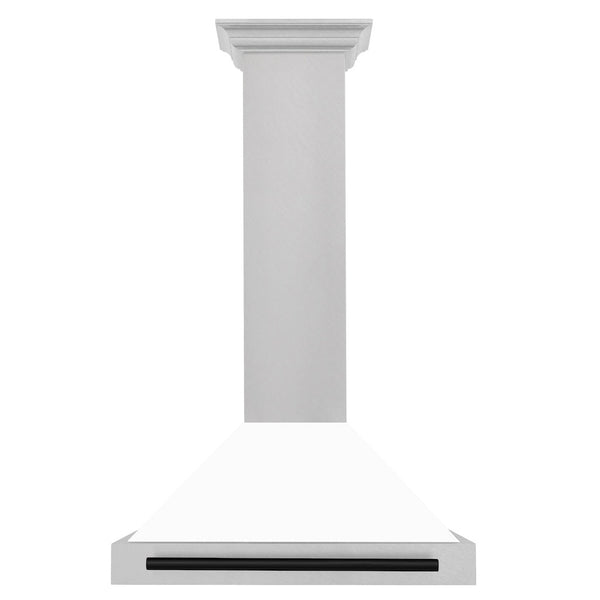 ZLINE 30" Autograph Edition Fingerprint Resistant Stainless Steel Range Hood with White Matte Shell and Matte Black Handle