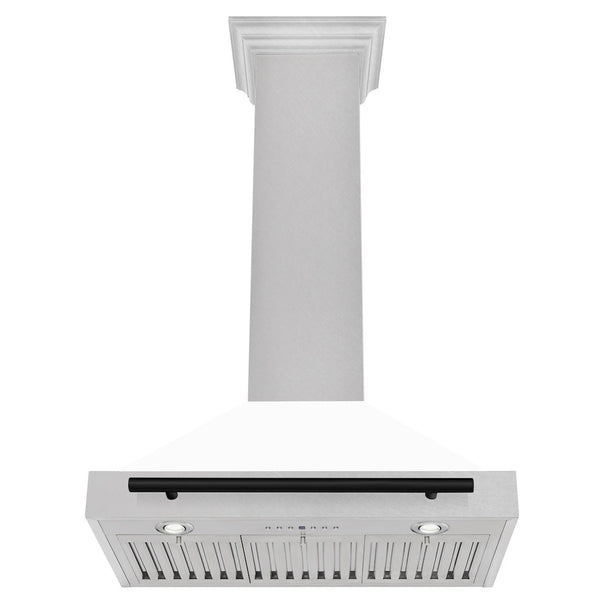 ZLINE 30" Autograph Edition Fingerprint Resistant Stainless Steel Range Hood with White Matte Shell and Matte Black Handle