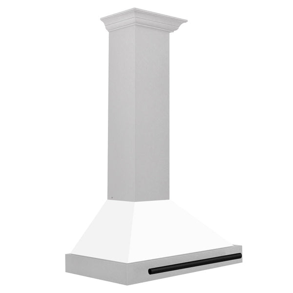 ZLINE 30" Autograph Edition Fingerprint Resistant Stainless Steel Range Hood with White Matte Shell and Matte Black Handle