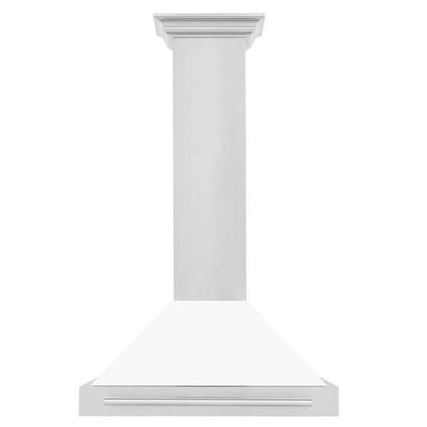 ZLINE 36" Stainless Steel Range Hood with White Matte Shell and Stainless Steel Handle