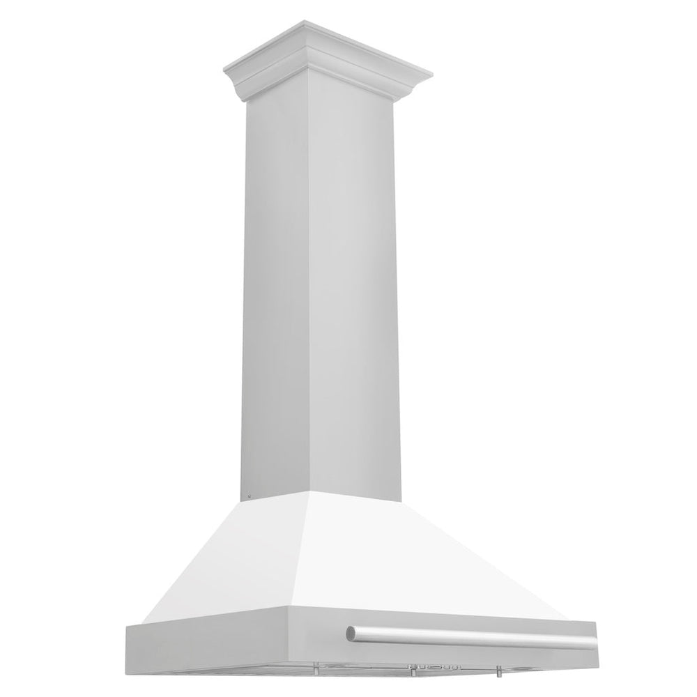 ZLINE 36" Stainless Steel Range Hood with White Matte Shell and Stainless Steel Handle