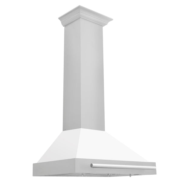 ZLINE 36" Stainless Steel Range Hood with White Matte Shell and Stainless Steel Handle