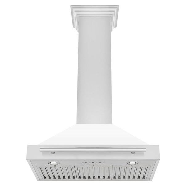 ZLINE 36" Stainless Steel Range Hood with White Matte Shell and Stainless Steel Handle