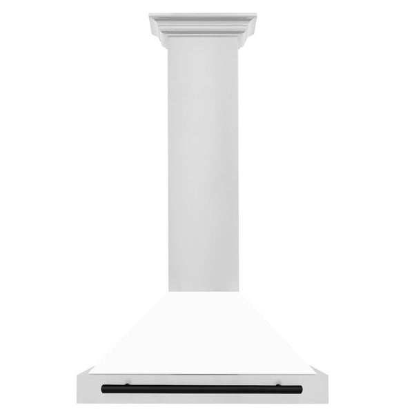 ZLINE 30" Autograph Edition Stainless Steel Range Hood with White Matte Shell and Matte Black Accents
