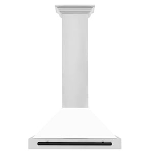 ZLINE 48" Autograph Edition Stainless Steel Range Hood with White Matte Shell and Matte Black Accents