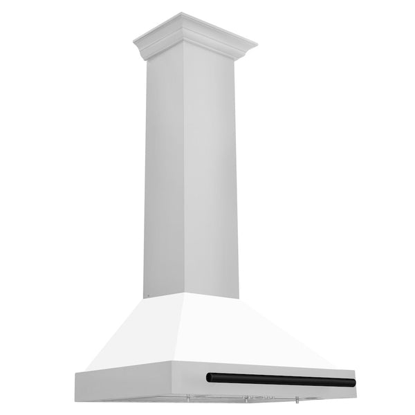 ZLINE 30" Autograph Edition Stainless Steel Range Hood with White Matte Shell and Matte Black Accents