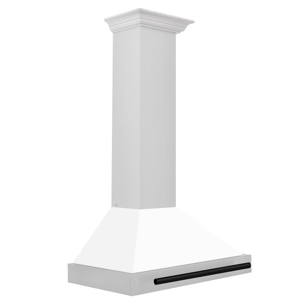 ZLINE 30" Autograph Edition Stainless Steel Range Hood with White Matte Shell and Matte Black Accents