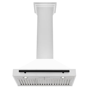 ZLINE 30" Autograph Edition Stainless Steel Range Hood with White Matte Shell and Matte Black Accents