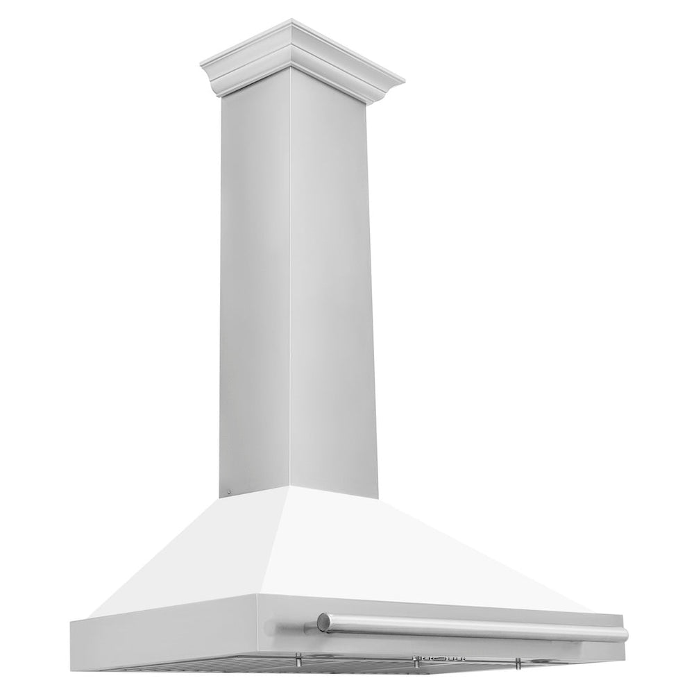 ZLINE 48" Stainless Steel Range Hood with White Matte Shell and Stainless Steel Handle