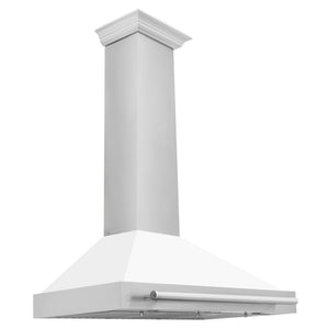 ZLINE 48" Stainless Steel Range Hood with White Matte Shell and Stainless Steel Handle