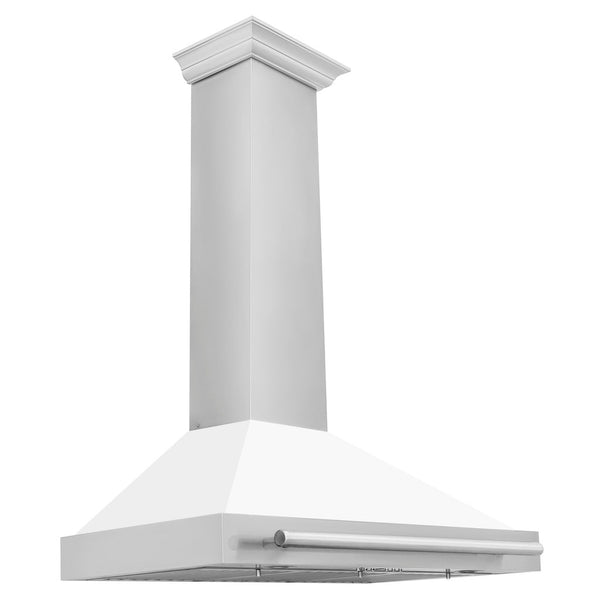 ZLINE 48" Stainless Steel Range Hood with White Matte Shell and Stainless Steel Handle