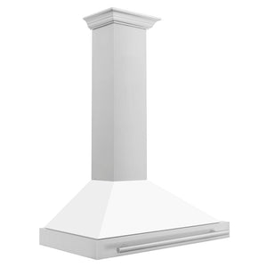 ZLINE 36" Stainless Steel Range Hood with White Matte Shell and Stainless Steel Handle