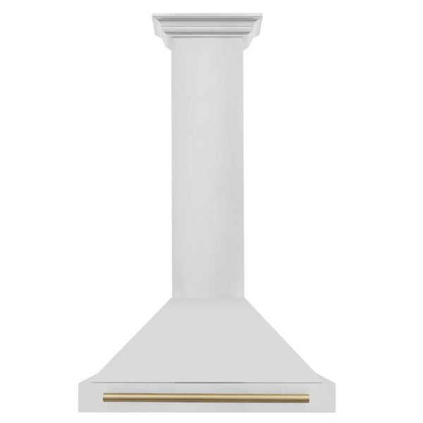 ZLINE 48" Autograph Edition Stainless Steel Range Hood with Stainless Steel Shell and Champagne Bronze Accents