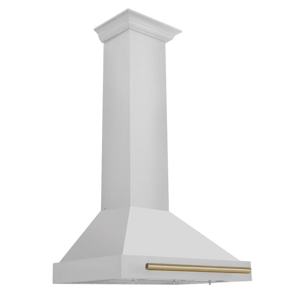 ZLINE 48" Autograph Edition Stainless Steel Range Hood with Stainless Steel Shell and Champagne Bronze Accents