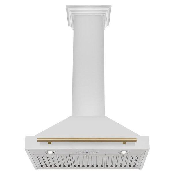 ZLINE 36" Autograph Edition Stainless Steel Range Hood with Stainless Steel Shell and Champagne Bronze Accents