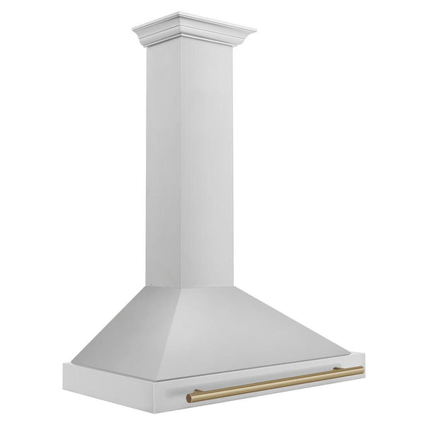 ZLINE 36" Autograph Edition Stainless Steel Range Hood with Stainless Steel Shell and Champagne Bronze Accents