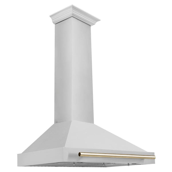 ZLINE 48" Autograph Edition Stainless Steel Range Hood with Stainless Steel Shell and Gold Accents