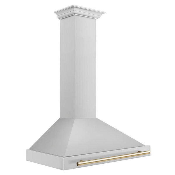 ZLINE 36" Autograph Edition Stainless Steel Range Hood with Stainless Steel Shell and Gold Accents