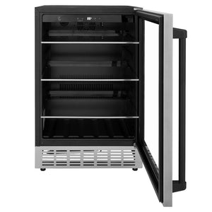 ZLINE 24" Monument Autograph Edition 154 Can Beverage Fridge in Stainless Steel with Matte Black Accents (RBVZ-US-24-MB)