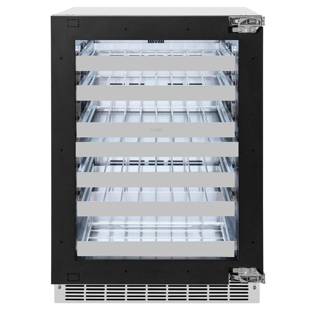ZLINE 24 in. Touchstone Dual Zone 44 Bottle Wine Cooler With Panel Ready Glass Door 